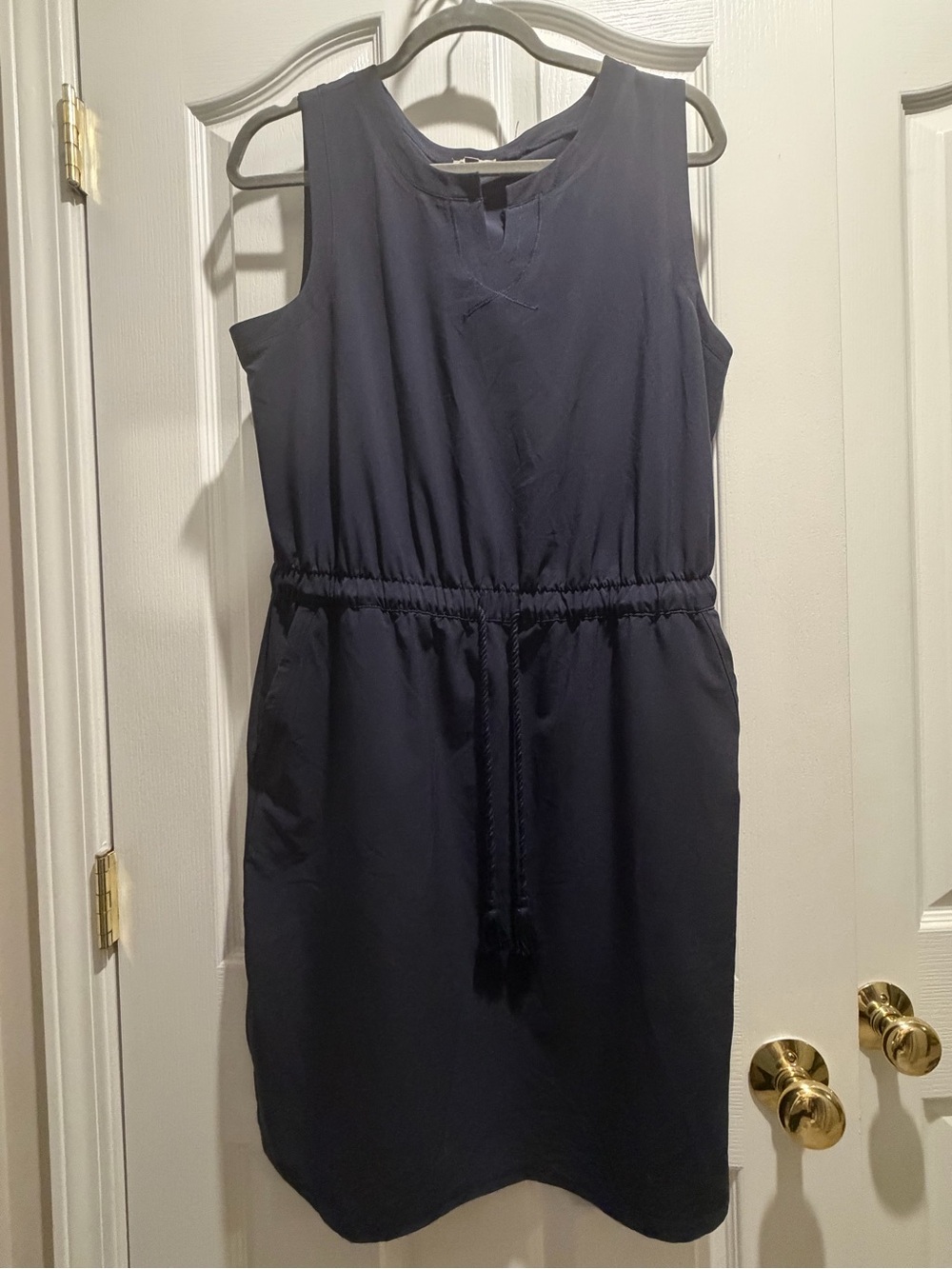 Talbots Navy Sleeveless Drawstring Waist Dress
